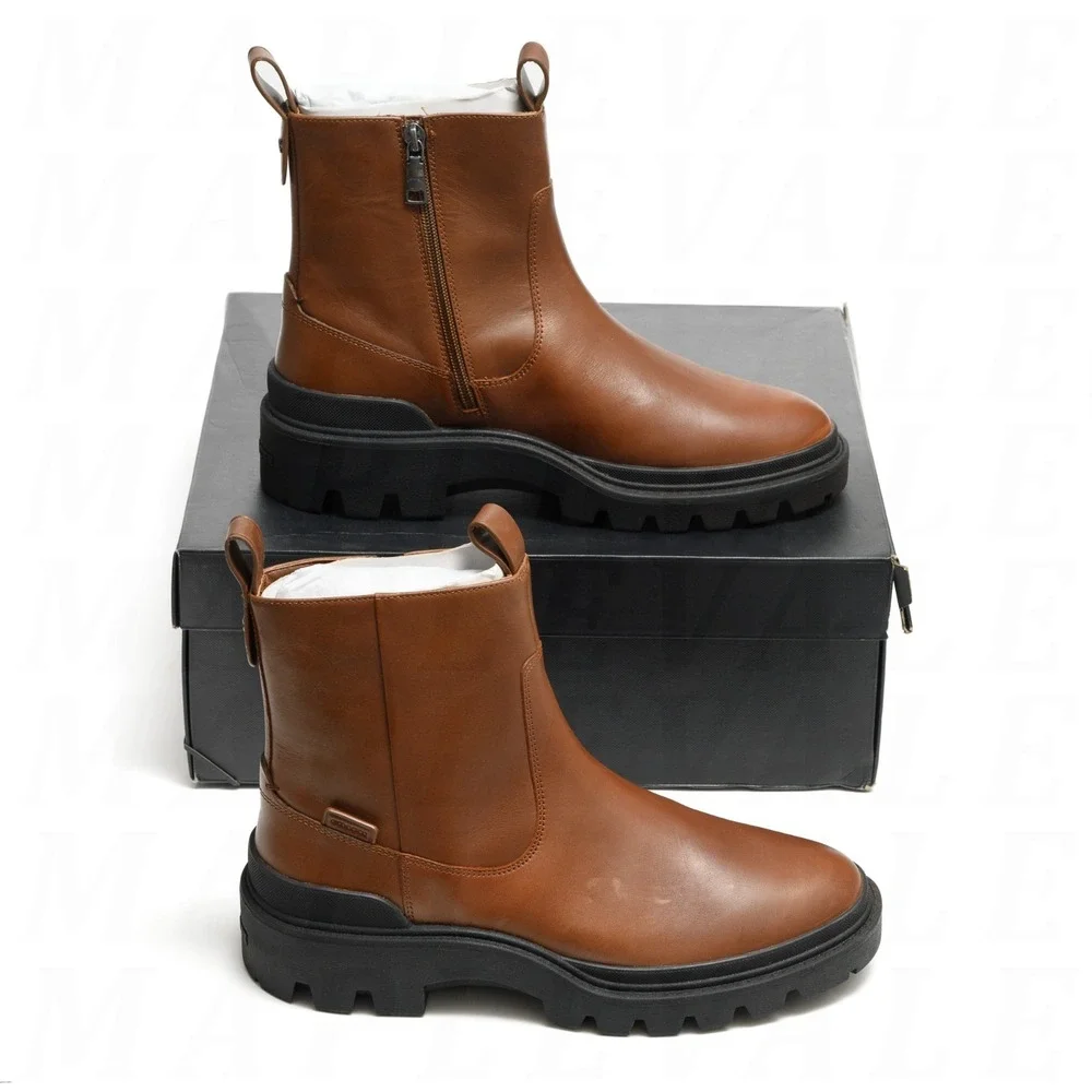 COACH Caiden Men's Sz 9 D Saddle Brown Leather Chelsea Boots Zipper CW697 NIB